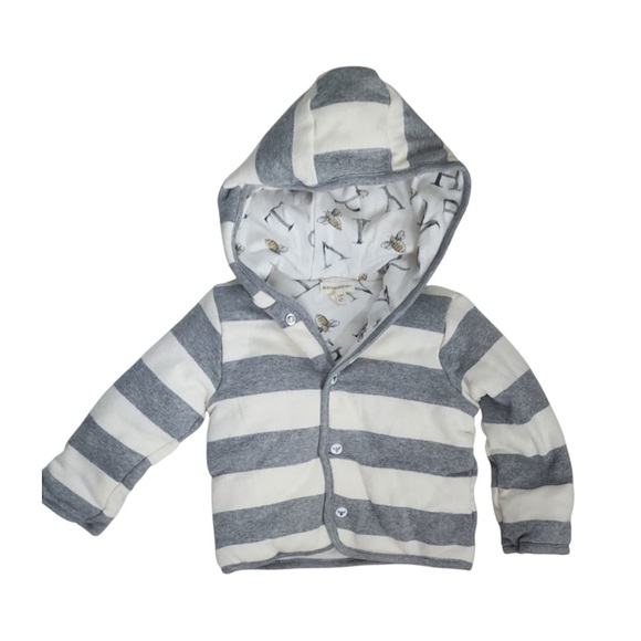 Burt’s Bees Baby Jacket 100% Organic Cotton Striped ABC Print Size 6-9months - Picture 1 of 4